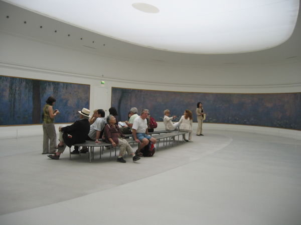 Surrounended by Monet's work