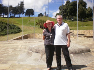 Michelle. & Kevin with the Simon  Bolivar memorial in the background