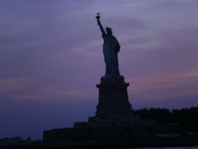 Statue of Liberty as the sun sets