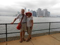 On Governors Island with Manhattan in the background