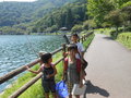 Japanese children fishing in Lake Tanuki