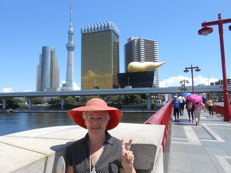 Walking towards the Tokyo Sky Tree seen in the background