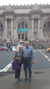 The honeymooners outside the Met