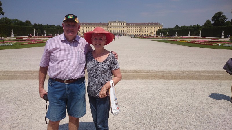 The honeymooners with Schönbrunn Palace behind us