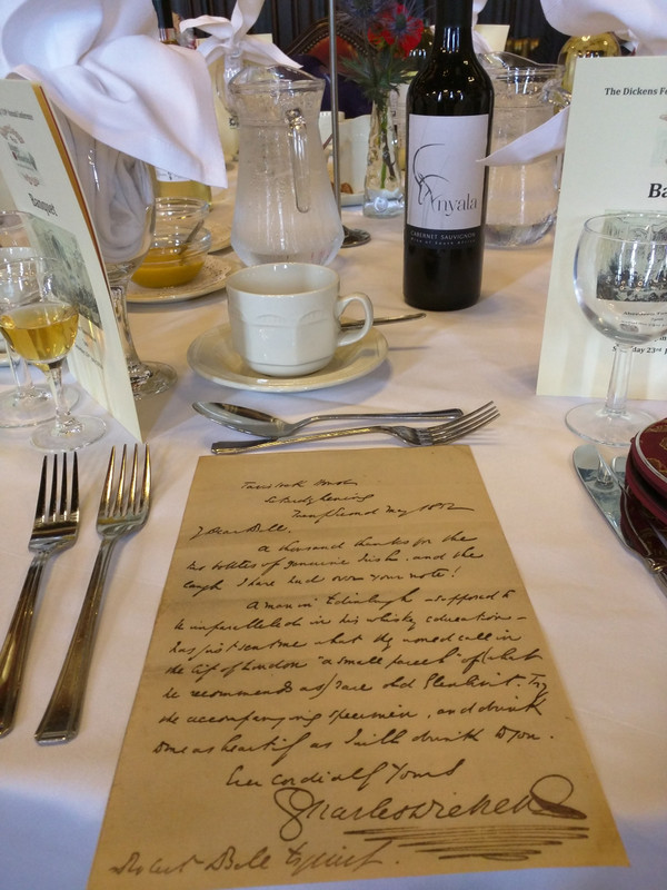 With a letter from Dickens to welcome us to the banquet