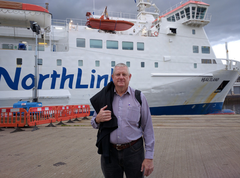 Kev and the NorthLink ferry which took him to Orkney