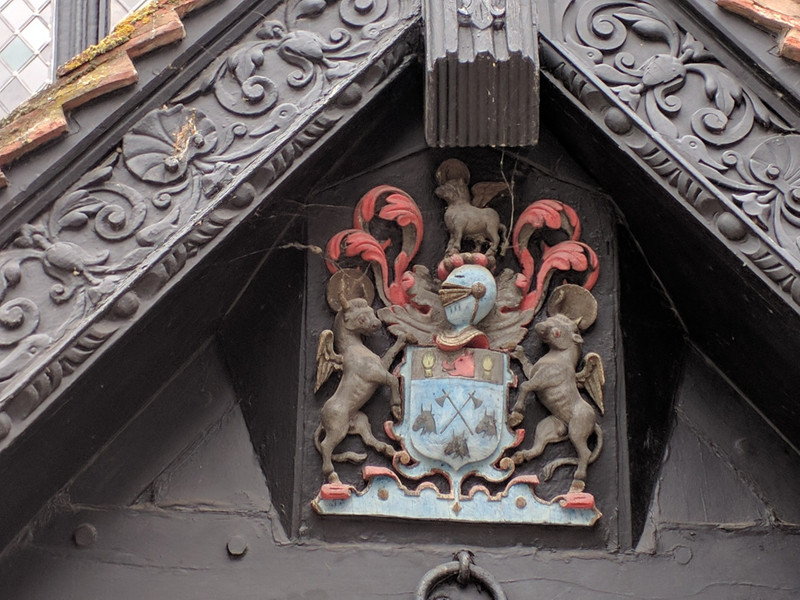 Butchers symbol above the Black and White House door