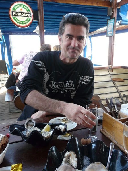 Sean Enjoying Oysters and Champagne