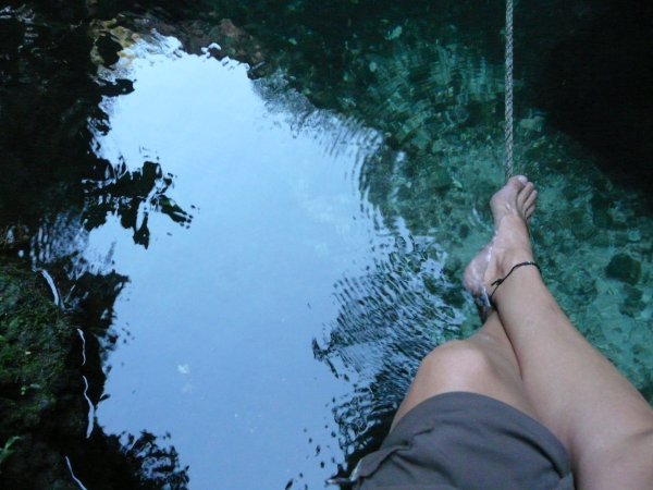 Chilling off at the cenote in Valladolid