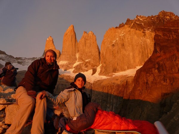 Sunrise over Torres del Paine with Mariella