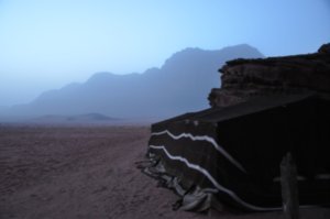 Bedouin tent at sundown