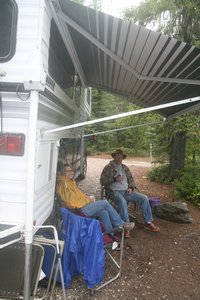 Camping in the rain with some "special" morning coffee