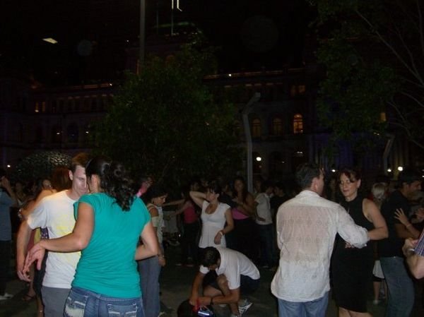 Salsa dancing in the street at night!