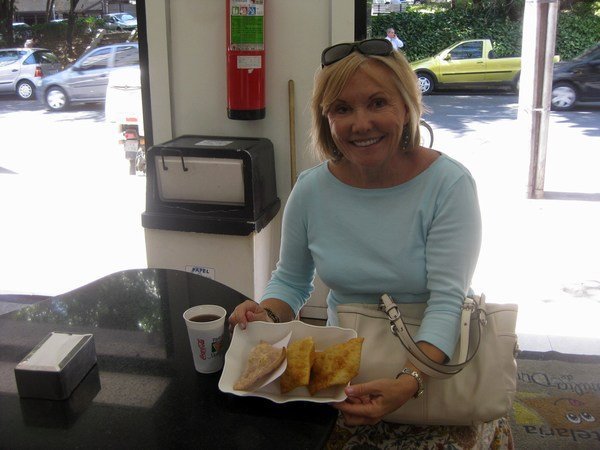 Jackie displays our lunch