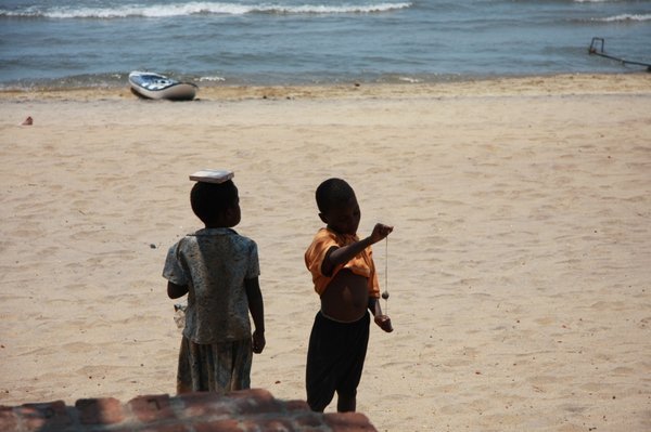 Kids on the beach in Senga Bay