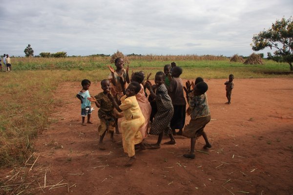 Girls dancing in Liwinga village