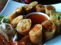 Thai veggie spring rolls with sweet and spicy sauce