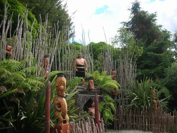 At the gate of the Maori Village