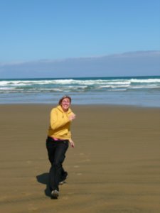 Me running on the beach at Cannibal Bay