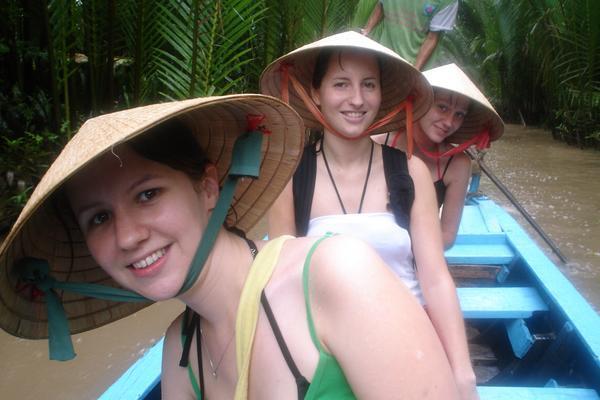 Me, Jo and Tess on the Mekong