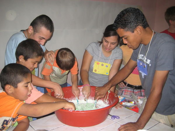 Kids making playdoh