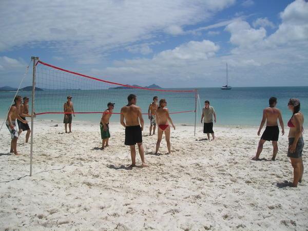 beach volleyball on whitehaven beach