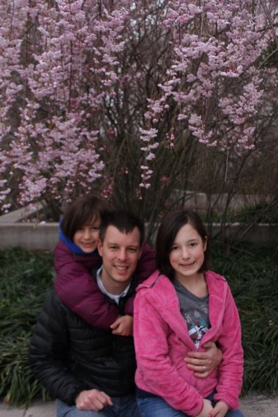 Family under the cherry blossoms