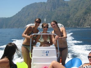Driving the boat in Positano