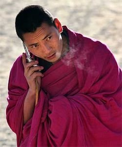 Tibetan Monk with Mobile