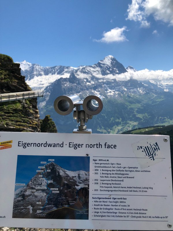 Looking at the north face of the Eiger from the cliff walk