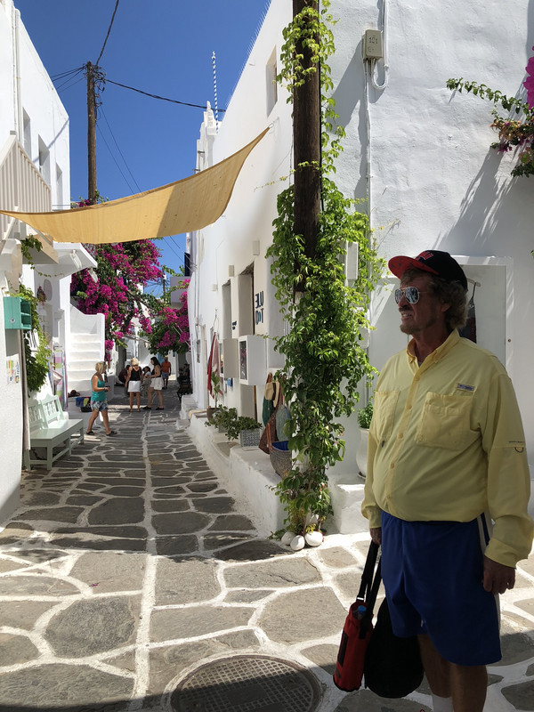 Winding around the streets of Naoussa, Paros