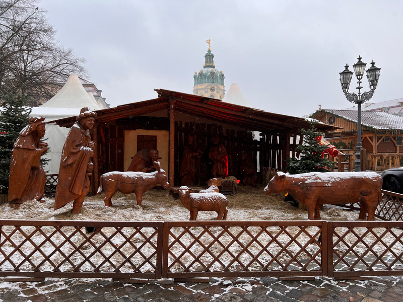 Nativity scene in front of the market