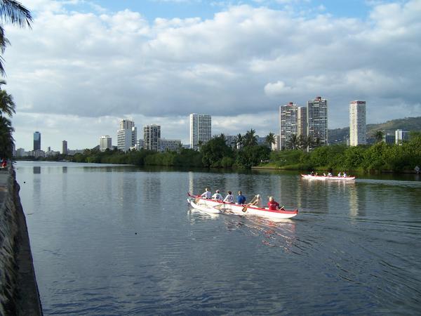 The Ala Wai Canal where we watched the 22nd Annual Outrigger Canoe Races