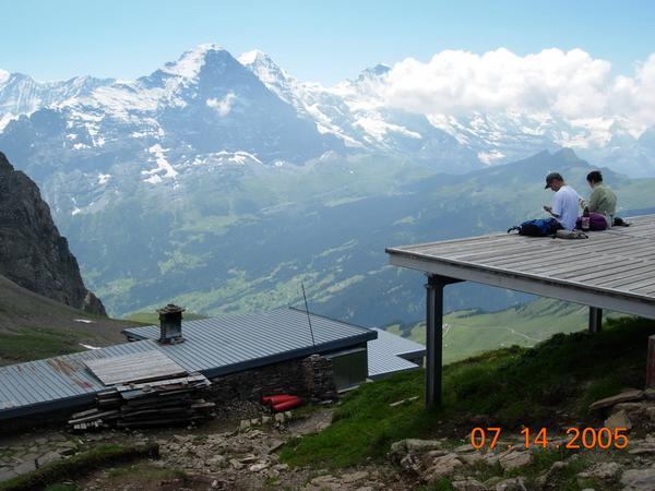 View from the top!  Falhorn Hotel - the oldest hotel in the Swiss Alps.