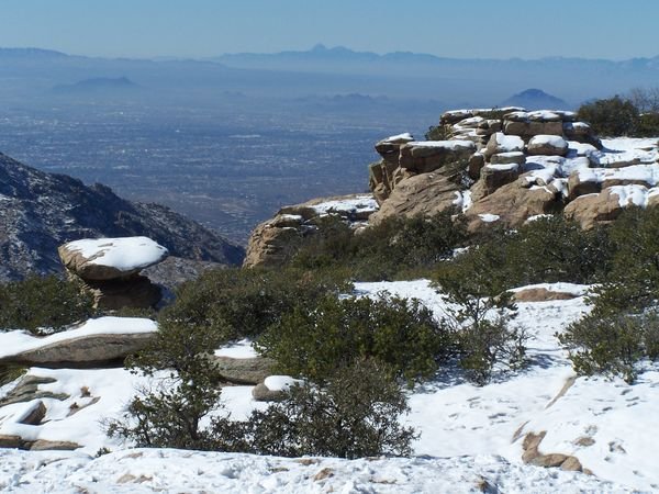 A snowy Mt. Lemmon above Tucson