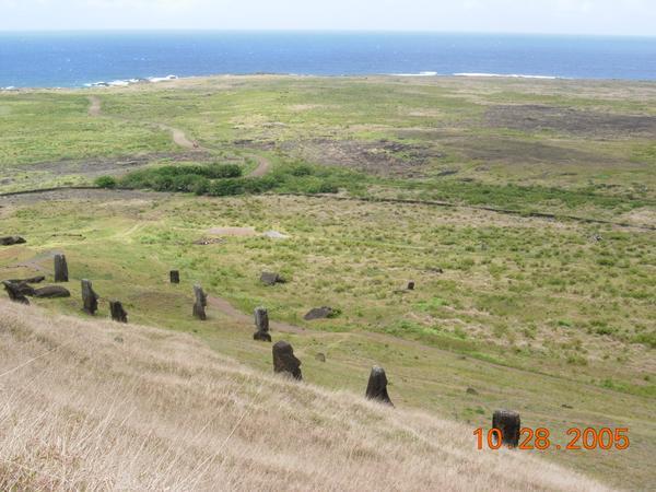 Quarry site with unfinished moai