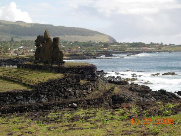 Platform of moai in Hanga Roa