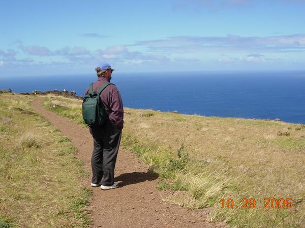 Ron contemplating the remoteness of Easter Island