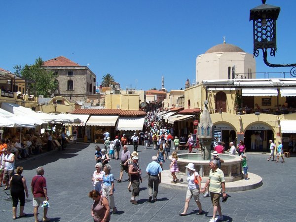 The main Plaka (Square) of Rhodes Old Town