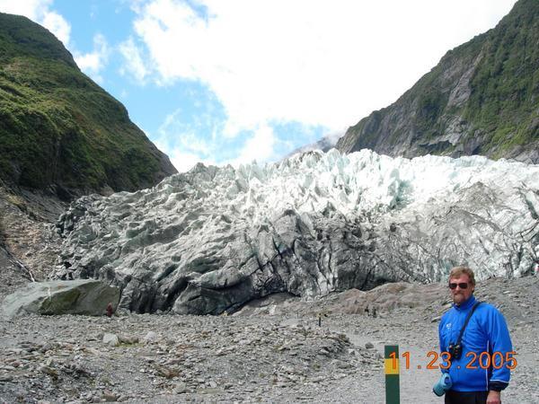 Ron at the base of the Franz Josef Glacier