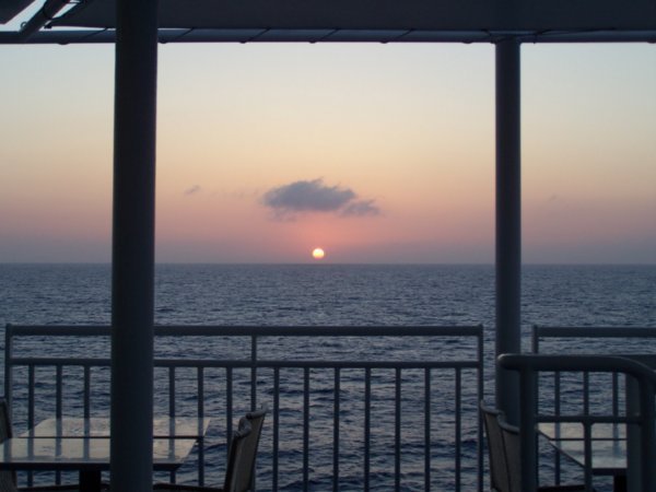 Sunrise on an early morning ferry to Amorgos