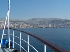 Ferry approaching Agio Saranda, Albania