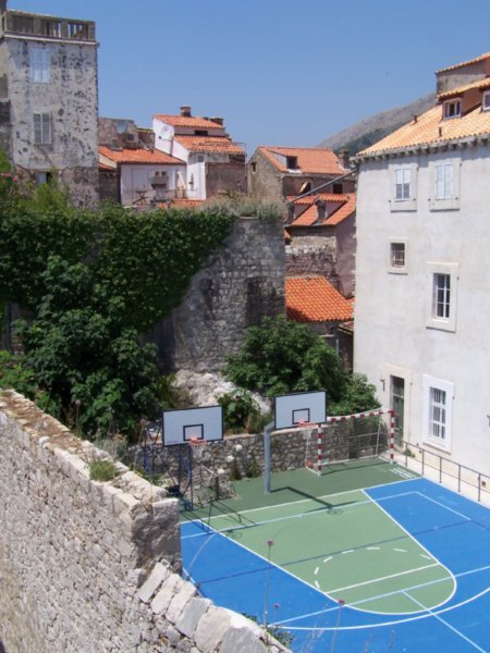 Basketball court within the fortress walls