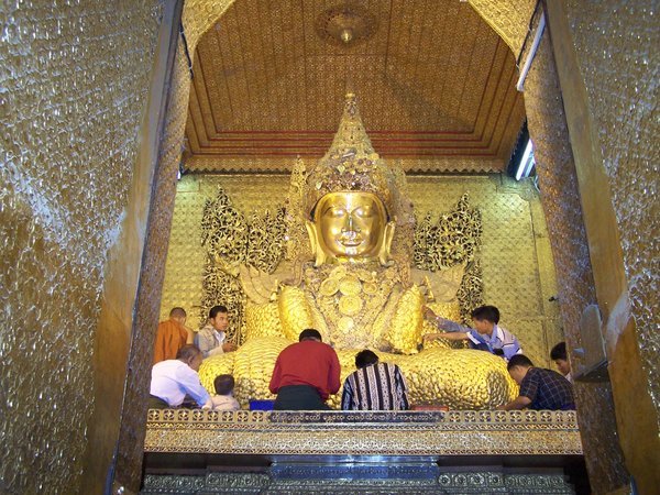 The Golden Buddha at the Mahamuni Pagoda