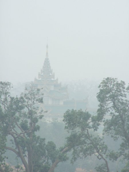 Shewdagon pagoda in the morning fog