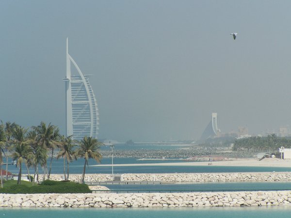 The beach, Burj al Arab, and the Jumeirah Hotel