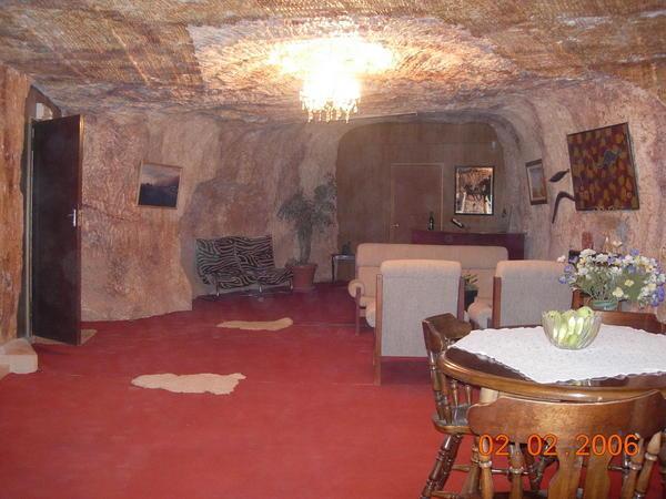 Living room in a typical underground home
