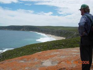 Admiring the view from the Remarkable Rocks