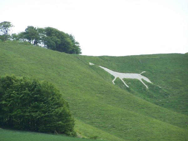 Chalk horse on the hillside near Avebury