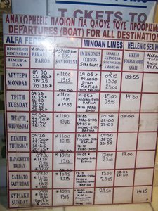 The lifeline of the islands - one of the many ferry schedules